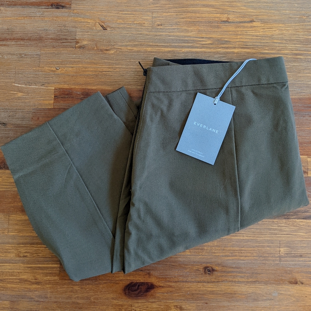 Everlane Side-Zip Stretch Cotton Pant - Olive - 16